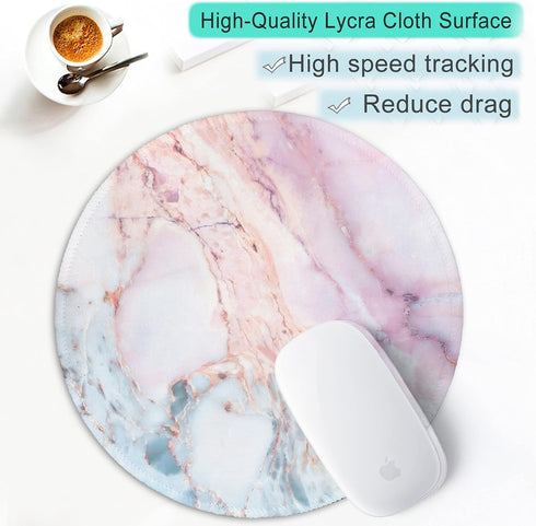 ITNRSIIET 7.877.870.12 inches, Marble Round Mouse Pad Pink Marble Customized Premium-Textured Washable Desktop