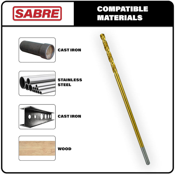 Tools 1/4 Inch x 12 Inch Cobalt Aircraft Extension Bit, M35 Cobalt Drill Bit, Industrial Titanium Coating for Steel,
