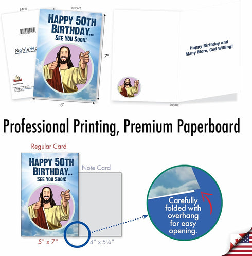 NobleWorks Funny 50th Milestone Birthday Greeting Card with 5 x 7 Inch Envelope, See You Soon 50