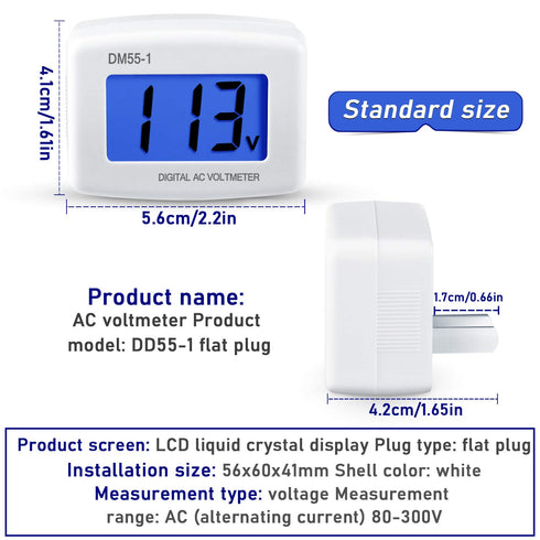 Flat US Plug AC 80-300V LCD Digital Voltmeter for Household Voltage Measuring Monitor (1)