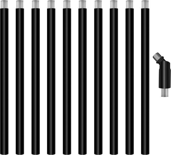 10 Pieces 12-inch M10 Threaded Extension Poles Lighting Fixture Downrods Stems &