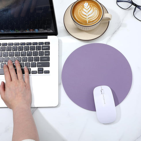 Shimmeroo 8.7inch Small Mouse Pad for Laptop, Round Portable Mouse Pad - Non Slip Purple Mousepads for Office