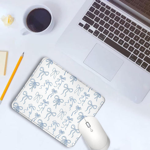 XUNLURY 9.5x7.9 Inch Coquette Blue Bow Mouse Pad, Preppy Girly Blue Aesthetic Mousepads for Wireless Mouse Computers