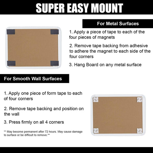 Magnetic Dry Erase Board for School Locker, 8.5" x 11", White-framed with Marker and 2 Magnets for Home, Office, Travel