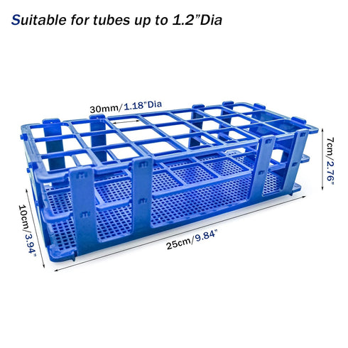 3 Packs Plastic Test Tube Rack, 21 Holes Lab Test Tube Rack Holder for 30mm Test Tubes, Blue, Detachable (21holes)