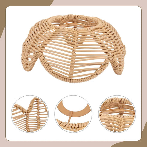 Gralara Imitation Rattan Lamp Shade Woven Lampshade Lotus Flower Shaped Floor Lamp Cover Pendant Light Cover for Bar