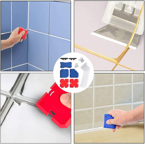 11 Piece Professional Caulking Tool Kit, Easy Silicone Caulking with Guides, Caulk Removal Tools and Fill Removal Tool