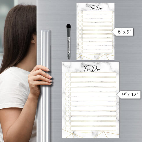 Dry Erase To Do List Vinyl Whiteboard Sticker Decal by Glassboard Studio, Removable & Reusable (6 x 9 inches, Marble)