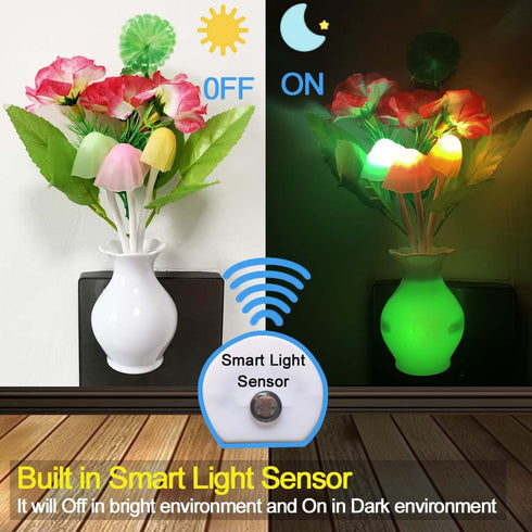 UTLK 4 7 (4 Pieces LED Night Light Plug in with Dusk to Dawn Sensor Color Change,Wall Lamps Plug in NightLight for Kids