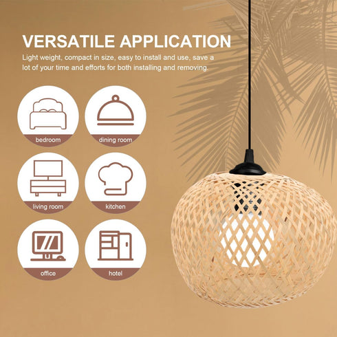 Vintage Bamboo Hanging Chandelier Lamp Shade