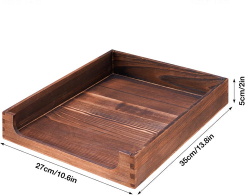 Wooden Letter Tray, Natural Pine Wood Desktop Organizer, Multi-Functional Storage for Office Kitchen, Stackable