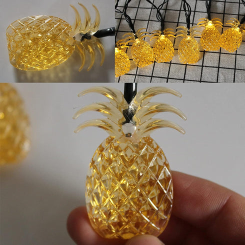 SNOMYRS 13Ft 20 LED Solar Pineapple String Lights, Warm White Fairy Lights with 8 Lighting Modes for Garden Yard Patio