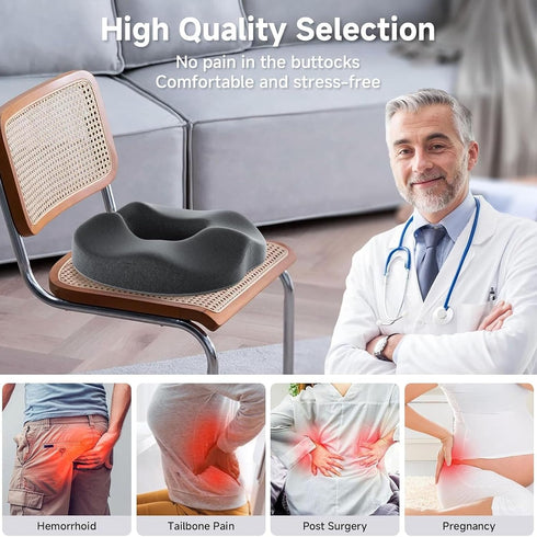 AUNMAS Donut Seat Cushion, Memory Foam Chair Sitting Pad with U Shape Portable Chair Pillow for Home Office Airplane