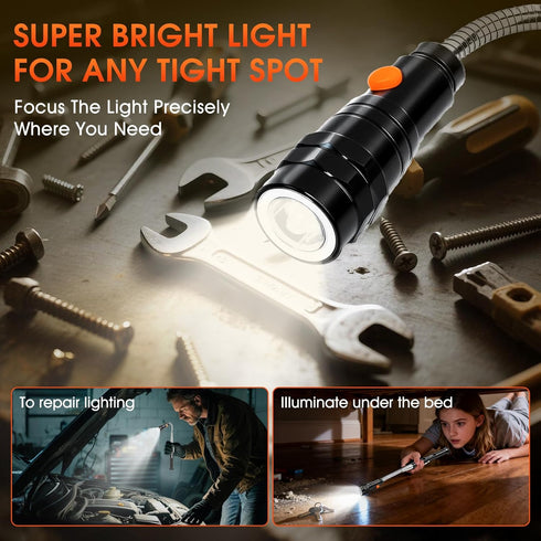 Cosyjazz Magnetic Pickup Tool, Magnetic Flashlight Telescoping Magnet with LED Flashlight and Extendable Neck, Cool