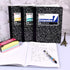KAISA Composition Notebooks, 4 Pack, Wide Ruled, 9-3/4" x 7-1/2", Black Marble Covers, 100 Sheets