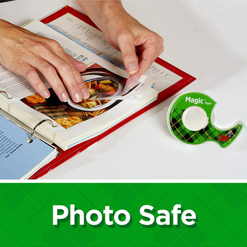 Magic Tape 3 Packs Clear Tape, Invisible Tape 1/2 x 450 Inches, with Dispensers and 8 Inch All Purpose Scissors