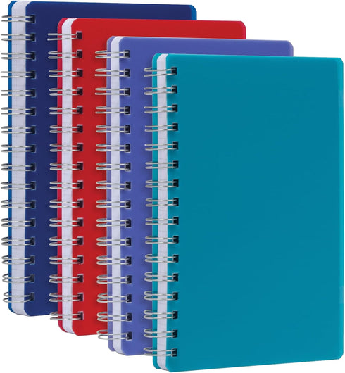 Oxford Poly Spiral Notebooks, 4 Pack, Small 5.7" x 8.5", Thick Poly Cover, White Paper, College Rule, 80 Sheets/160