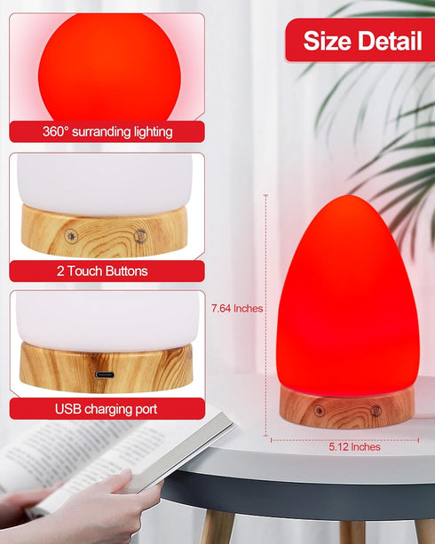 670nm Red Light Night Light Lamp for Sleep, Red Nightlight Desk Lamp with Zero Blue Light Multi-Color and Brightness