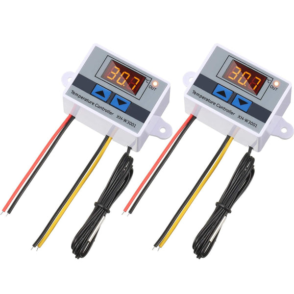 XH-W3001 Digital LED Temperature Controller Module, Programmable Thermostat Switch with Waterproof Probe (2 Pieces)