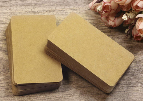 Tupalizy Small Blank Brown Paper Message Note Business Cards, Mini Greeting Place Name Flash Cards, 100PCS