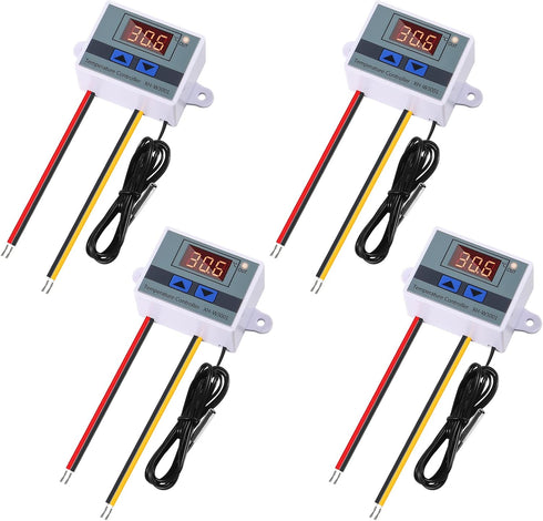 4pcs 12V 10A 120W XH-W3001 Digital LED Temperature Controller, Mini Thermostat Switch with Waterproof NTC 10K Probe
