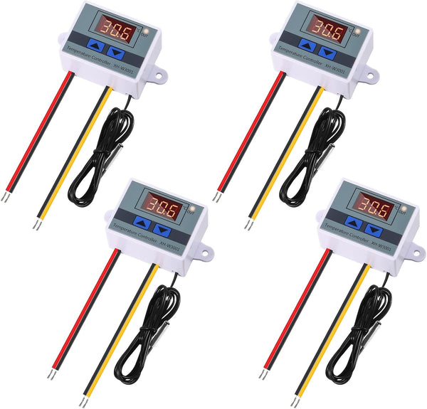 4pcs 12V 10A 120W XH-W3001 Digital LED Temperature Controller, Mini Thermostat Switch with Waterproof NTC 10K Probe