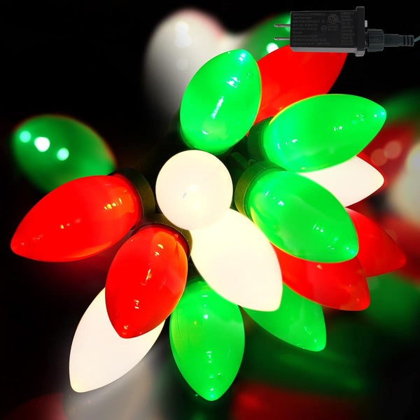 HAYATA C9 Bulbs Christmas Lights 50 LED 36ft Strawberry String Light Red&White&Green