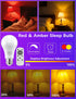Bulb 660nm 1800K 10W A19 Bulb, E26 2Pack Red and Amber Sleep with Remote Control Choose Red Light or Amberlight,Timer