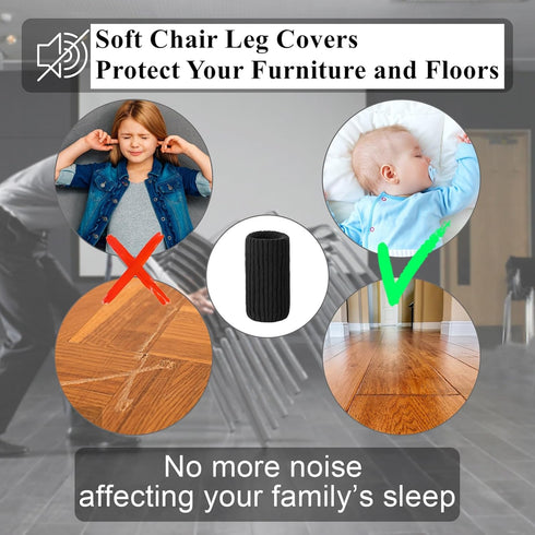 48 Set, PCs Furniture Leg Socks - High Elastic Knitted Chair Leg Floor Protectors, Black Thickening Chair Leg Covers