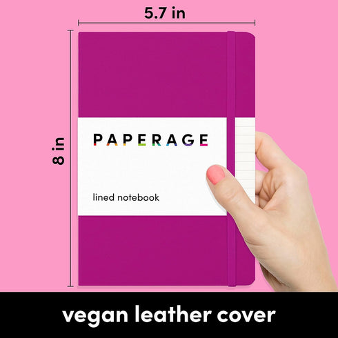 PAPERAGE Lined Journal Notebook (Raspberry) - 252 Pages, Medium 5.7 x 8 inches, 100 GSM Thick Paper, Hardcover