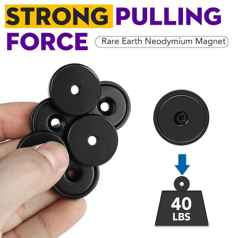 TRYMAG Magnets with Holes 40LB Heavy Duty Adhesive Backing Steel Pads for Wall Mounting 3 Pack