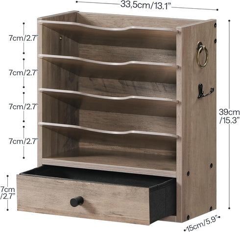 HOOBRO Wall File Organizer, Mail Organizer Wall Mounted, Wooden Literature Organizer with Drawer Storage