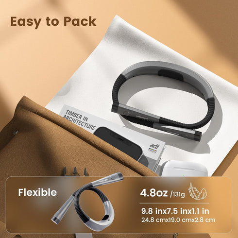 3-Color 6-Brightness 80-hr Glocusent Book Light, & Reading Light, Bendable Neck Light, Lasting Rechargeable Book Light