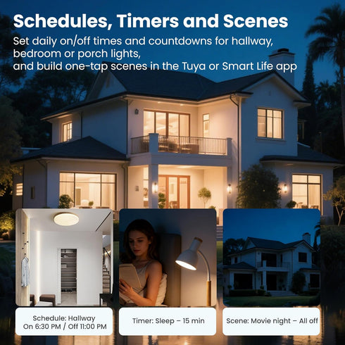 LOUYSGEN Switch,4.65 2.83 1.34 Inches,Neutral Panel,2.4GHz Alexa,110220V,Non-Dimmable,White 2 WiFi Light Wire