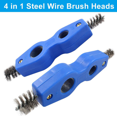 1 Pcs 4-in-1 Copper Tubing Brush, Copper Pipe Cleaner Tool for Plumbing Installation, Blue Steel Bristles