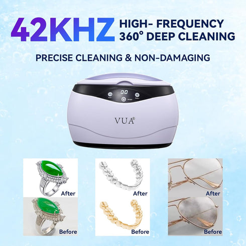 VUA 22oz 304 5 Ultrasonic Jewelry Cleaner, Ring Cleaner, Ultrasonic Cleaner Machine, Stainless Steel Tank, Time Modes