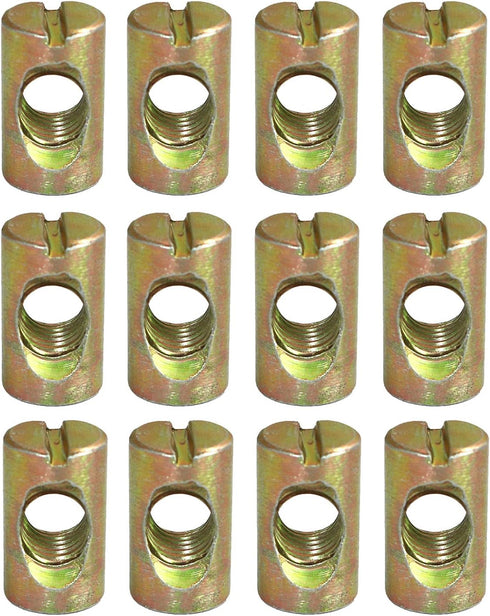RLECS 12pcs M8 Pozidriv Slotted Barrel Nuts Cross Dowels Slotted Nuts Horizontal Hole