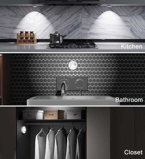 Closet Counter -5Pack Tap Light Push Lights, Under Cabinet Lights Touch Lights Push Button Light Battery Operated Puck