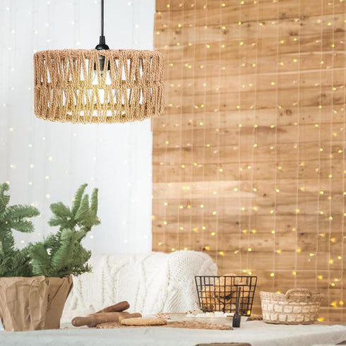 Bulb Alipis Lamp Shade Woven Straw Rope Rattan Pendant Light Shade Ceiling Fan Light Covers for Pendant Table Floor