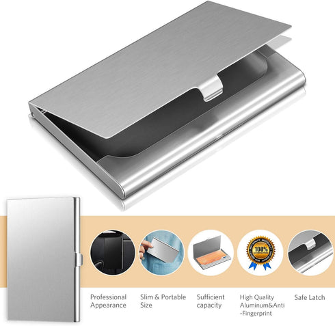 Leinuosen 6 Pieces Aluminum Business Name Card Holder Case - Metal Credit ID Pocket for Men and Women