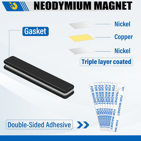 LOVIMAG 60 x 10 x 3 mm Rare Earth Bar Magnets, Black Waterproof Neodymium with Epoxy Coating, Pack of 5