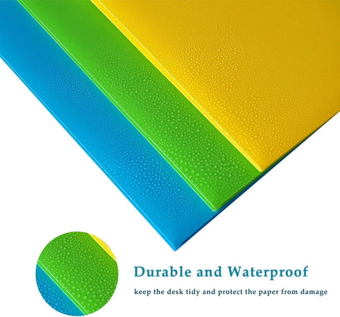 Seashell 12 Pack Heavy Duty Plastic 3 Hole Punch Folders, Assorted Colors, 2 Pocket Folders
