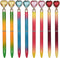Maydahui 20PCS Colorful Heart Shaped Ballpoint Pens Retractable Bling Rhinestones Black Ink for Girls School Office