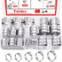 Twidec 48PCS PEX Cinch Clamps Kit, 5 Sizes, Stainless Steel Crimp Rings, Single Ear Hose Clamps for Pipe Fitting