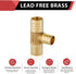 EFIELD 1" x 1"x 3/4" Barb Crimp Pex Reducing Tee Brass Fittings, Pack of 3, ASTM F1807