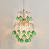 Stylish Mini Crystal Chandelier with Golden Finish and Green Shade
