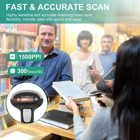 JRHC 1D 2D PDF417 Barcode Scanner, Handheld USB Barcode Scanner Wired Connection Barcode Reader QR Data Matrix