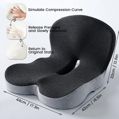 TOWGOU Tailbone Orthopedic Cushion, Seat Cushion for Office Chair and Car, Ergonomic Memory Foam L Shaped Integrated