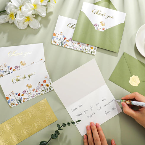 50 Pack 4x6 Inch Thboxes Thank You Cards with Envelopes, Teacher Appreciation Cards with Stickers, Thank You Card Bulk