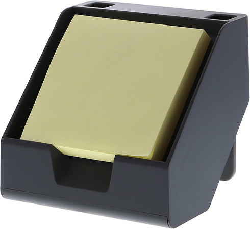 Bostitch Office Sticky Note Holder + Business Card Stand, Includes Pen Holders, Gray